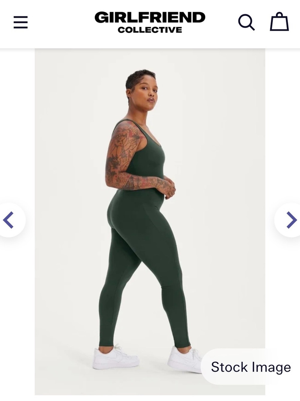 Girlfriend Collective Moss Forest Green Sculpting Jumpsuit
